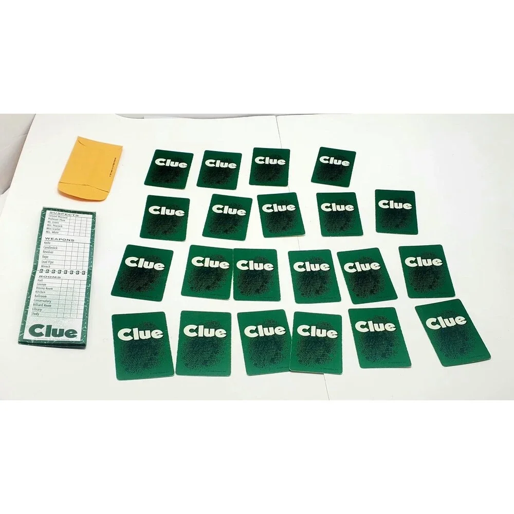 CLUE Game Cards Complete Set Green Back 1996 Deck Partial Unused  Notebook